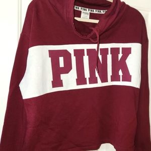 Victoria Secret's PINK Large burgandy sweatshirt (fleece crop)